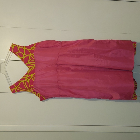 Ashley Stewart Tropical Floral Print Dress Size 24 Pink Green Chartreuse - Picture 15 of 16